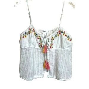 Boho Embroidered Tassel festival Cotton baby doll Large Japna White Floral